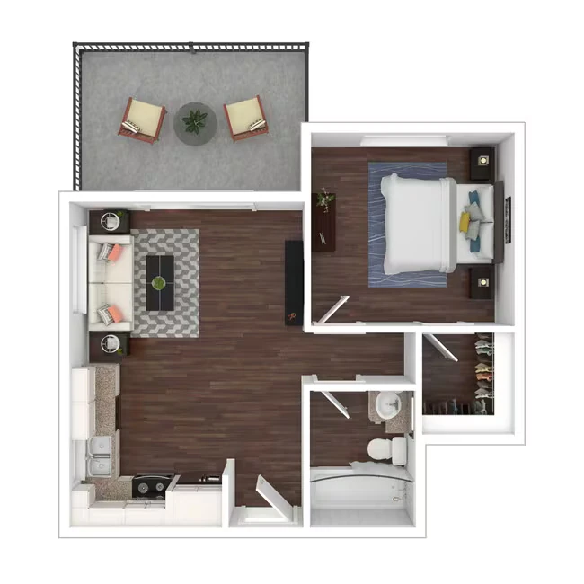 One Bedroom, One Bath 264 floor plan